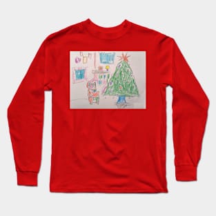 Girl Looking at the Christmas Tree Long Sleeve T-Shirt